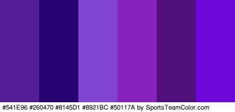 #541E96 #260470 #8145D1 #8921BC #50117A #6E08DB Colors