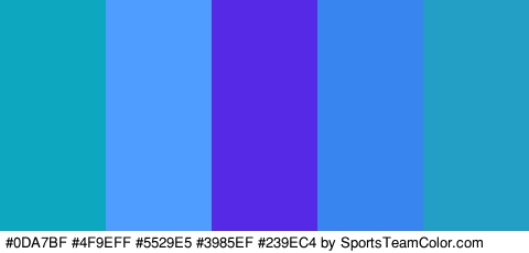 #0DA7BF #4F9EFF #5529E5 #3985EF #239EC4 Colors