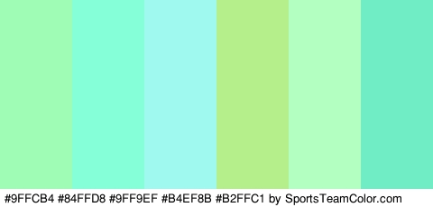 #9FFCB4 #84FFD8 #9FF9EF #B4EF8B #B2FFC1 #71EDC6 Colors