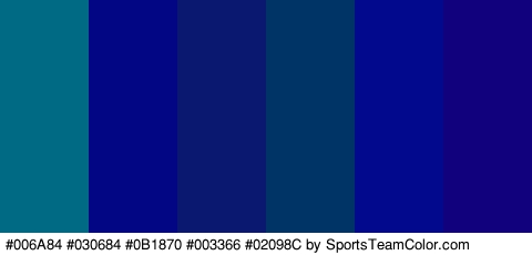 #006A84 #030684 #0B1870 #003366 #02098C #11017C Colors