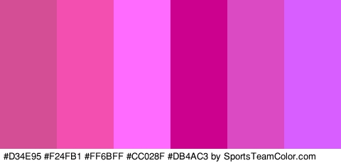 #D34E95 #F24FB1 #FF6BFF #CC028F #DB4AC3 #D95EFF Colors