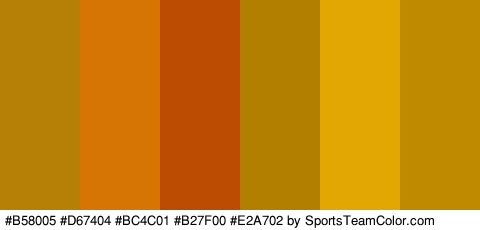 #B58005 #D67404 #BC4C01 #B27F00 #E2A702 #BF8900 Colors