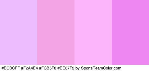 #ECBCFF #F2A4E4 #FCB5F8 #EE87F2 Colors