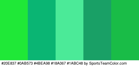 #20E837 #0AB573 #4BEA98 #18A067 #1ABC48 Colors