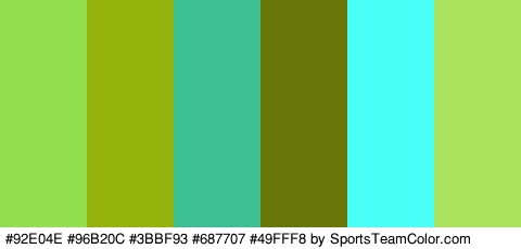 #92E04E #96B20C #3BBF93 #687707 #49FFF8 #ABE25D Colors