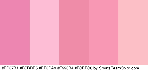 #ED87B1 #FCBDD5 #EF8DA9 #F998B4 #FCBFC6 Colors