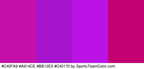 #C40FA9 #A614CE #BB12E5 #C40170 Colors