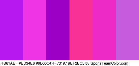 #B61AEF #ED34E6 #9D00C4 #F73197 #EF2BC5 #C55ADD Colors