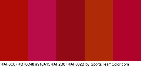 #AF0C07 #B70C48 #910A15 #AF2B07 #AF032B Colors