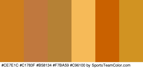 #CE7E1C #C1783F #B58134 #F7BA59 #C96100 #D19423 Colors