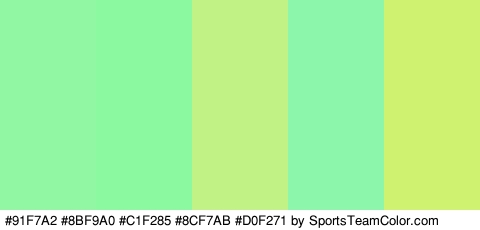 #91F7A2 #8BF9A0 #C1F285 #8CF7AB #D0F271 Colors