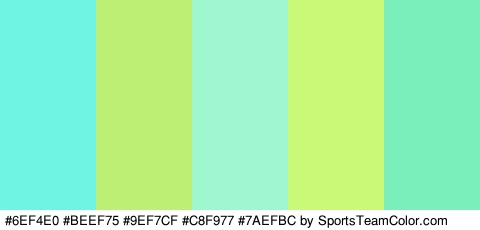 #6EF4E0 #BEEF75 #9EF7CF #C8F977 #7AEFBC Colors