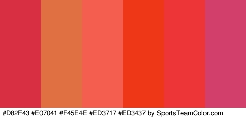 #D82F43 #E07041 #F45E4E #ED3717 #ED3437 #D33F6B Colors