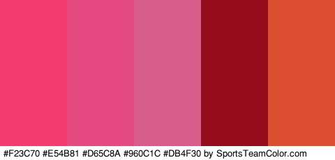 #F23C70 #E54B81 #D65C8A #960C1C #DB4F30 Colors