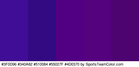 #3F0D96 #340A82 #510084 #55027F #4D0370 Colors