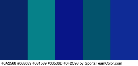 #0A2568 #068089 #081589 #03536D #0F2C96 Colors