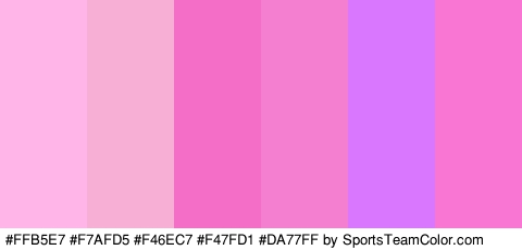 #FFB5E7 #F7AFD5 #F46EC7 #F47FD1 #DA77FF #F977D2 Colors