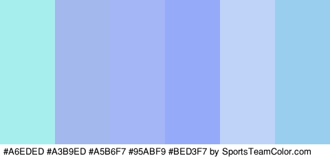 #A6EDED #A3B9ED #A5B6F7 #95ABF9 #BED3F7 #99CEEF Colors