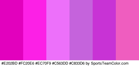 #E202BD #FC20E6 #EC70F9 #C563DD #C833D6 #EF5DBE Colors