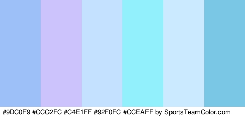 #9DC0F9 #CCC2FC #C4E1FF #92F0FC #CCEAFF #79C6E5 Colors