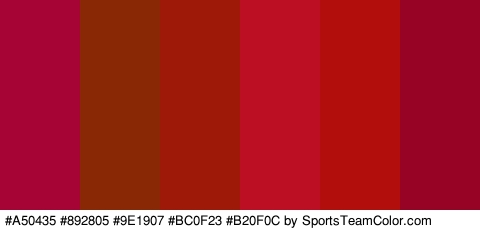 #A50435 #892805 #9E1907 #BC0F23 #B20F0C #960325 Colors