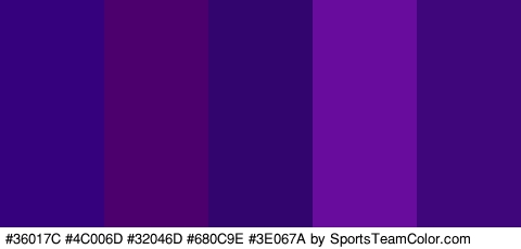 #36017C #4C006D #32046D #680C9E #3E067A Colors