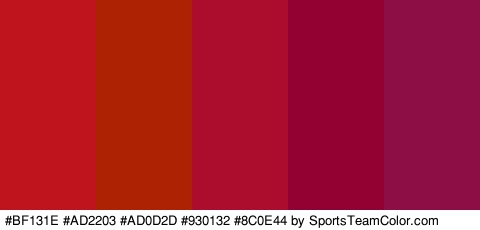 #BF131E #AD2203 #AD0D2D #930132 #8C0E44 Colors