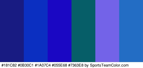 #181C82 #0B30C1 #1A07C4 #055E68 #7363E8 #236EC4 Colors