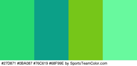 #27D871 #0BA087 #76C619 #68F99E Colors