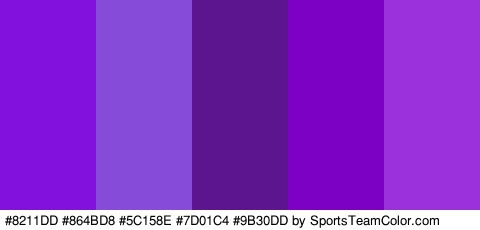 #8211DD #864BD8 #5C158E #7D01C4 #9B30DD Colors