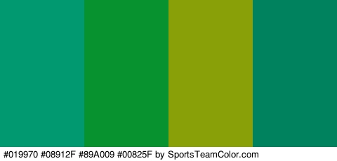 #019970 #08912F #89A009 #00825F Colors