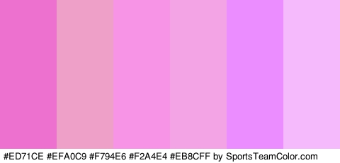 #ED71CE #EFA0C9 #F794E6 #F2A4E4 #EB8CFF #F4BAFC Colors