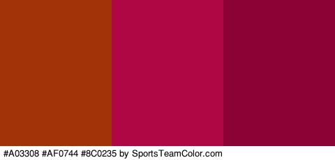 #A03308 #AF0744 #8C0235 Colors