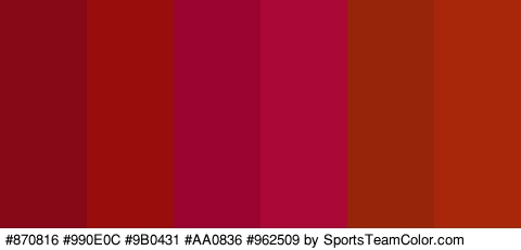 #870816 #990E0C #9B0431 #AA0836 #962509 #A8270A Colors