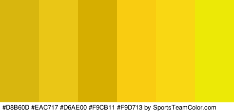 #D8B60D #EAC717 #D6AE00 #F9CB11 #F9D713 #EDE907 Colors