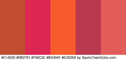 #C14D30 #DB2751 #F95C2C #BA394F #E25D5A Colors