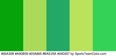 #06A30B #A9DB59 #23A865 #BAE25A #34D357 Colors