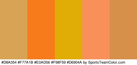 #D8A354 #F77A1B #E0AD06 #F98F59 #D6904A Colors