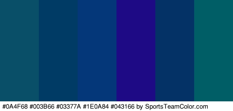 #0A4F68 #003B66 #03377A #1E0A84 #043166 #005F66 Colors