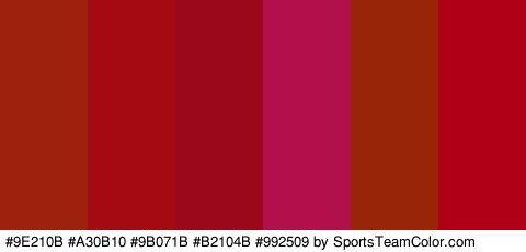 #9E210B #A30B10 #9B071B #B2104B #992509 #AF0017 Colors