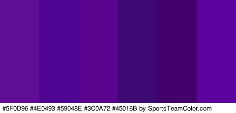 #5F0D96 #4E0493 #59048E #3C0A72 #45016B #5E049E Colors