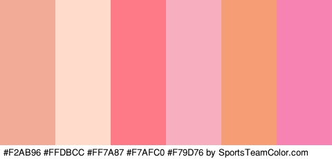 #F2AB96 #FFDBCC #FF7A87 #F7AFC0 #F79D76 #F783B3 Colors