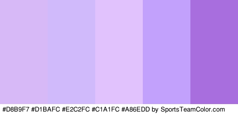 #D8B9F7 #D1BAFC #E2C2FC #C1A1FC #A86EDD Colors