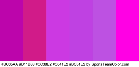 #BC05AA #D11B88 #CC38E2 #C041E2 #BC51E2 #FF00E5 Colors