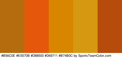 #B56C0E #E5570B #D88500 #D69711 #B74B0C Colors