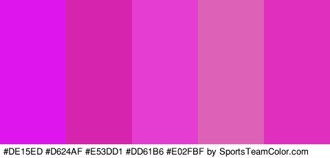 #DE15ED #D624AF #E53DD1 #DD61B6 #E02FBF Colors