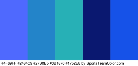 #4F69FF #2484C9 #27B0B5 #0B1870 #1752E8 Colors