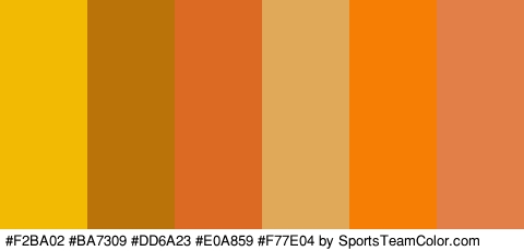 #F2BA02 #BA7309 #DD6A23 #E0A859 #F77E04 #E27E48 Colors