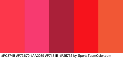 #FC374B #F73B70 #AA2039 #F7131B #F25735 Colors