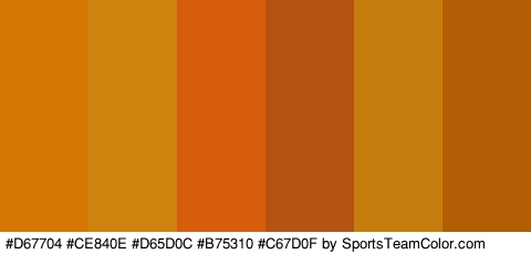 #D67704 #CE840E #D65D0C #B75310 #C67D0F #B25E05 Colors